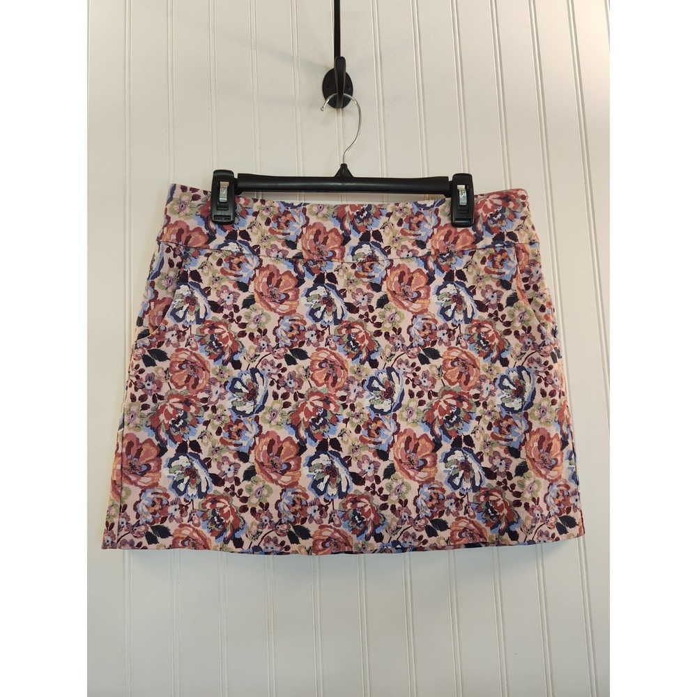 Women Multicolor Floral Print Active Micro Mini Skort Size 14P Pickleball Golf